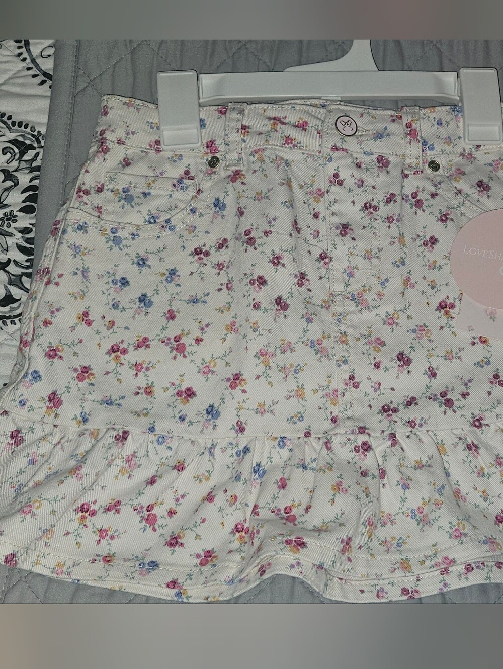 Love Shack Fancy X Target White Denim Ruffle Skirt SZ 12